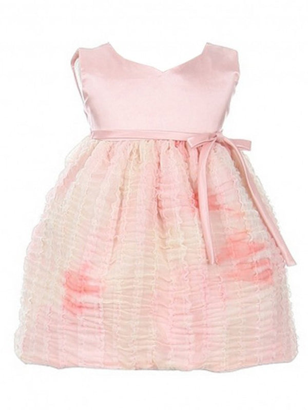 Sweet Kids Little Girls Pink Tie-Dye Mesh Taffeta Flower Girl Dress 2-4 - SophiasStyle.com